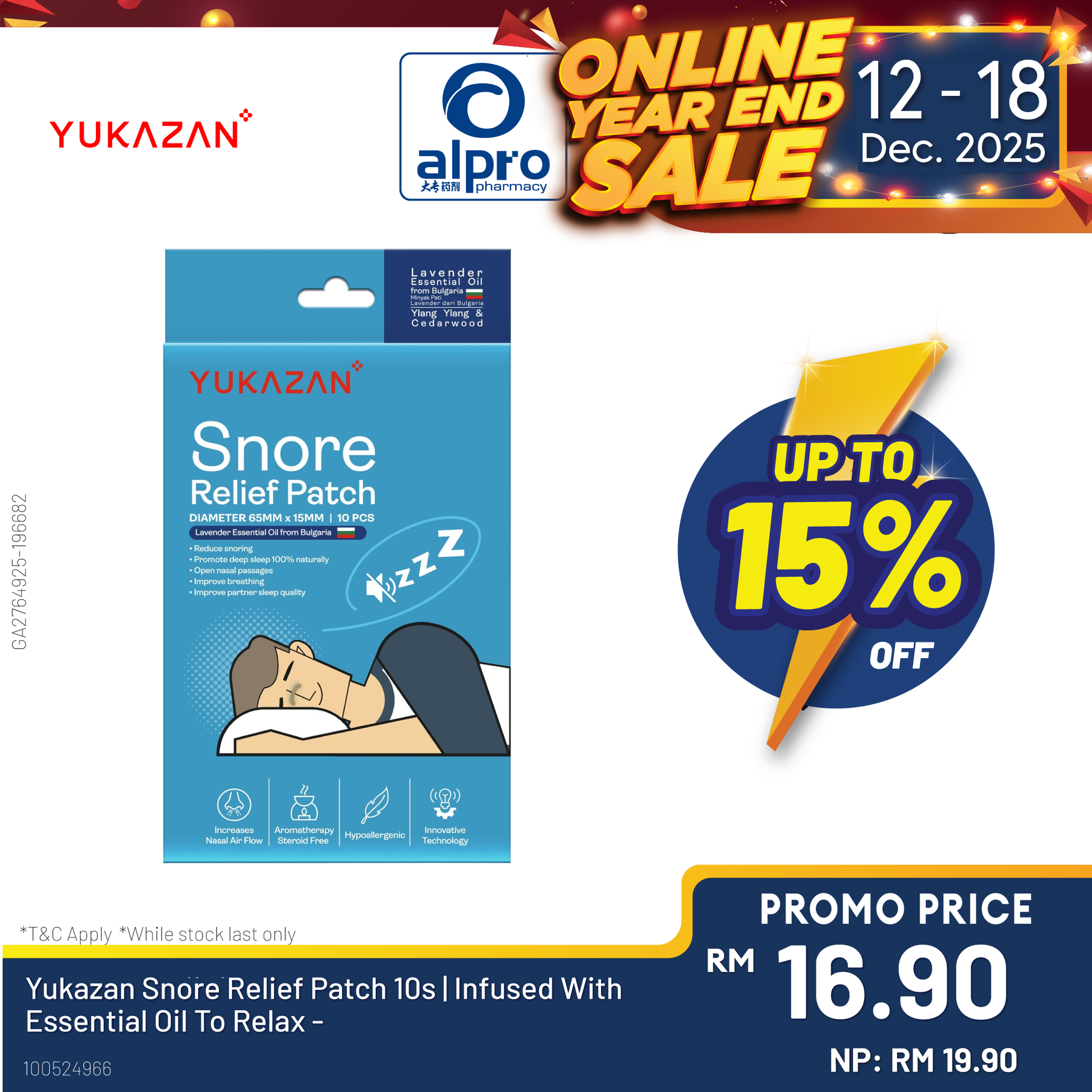 Yukazan Snore Relief Patch 10s | Infused With Essential Oil To Relax Yuka Zan