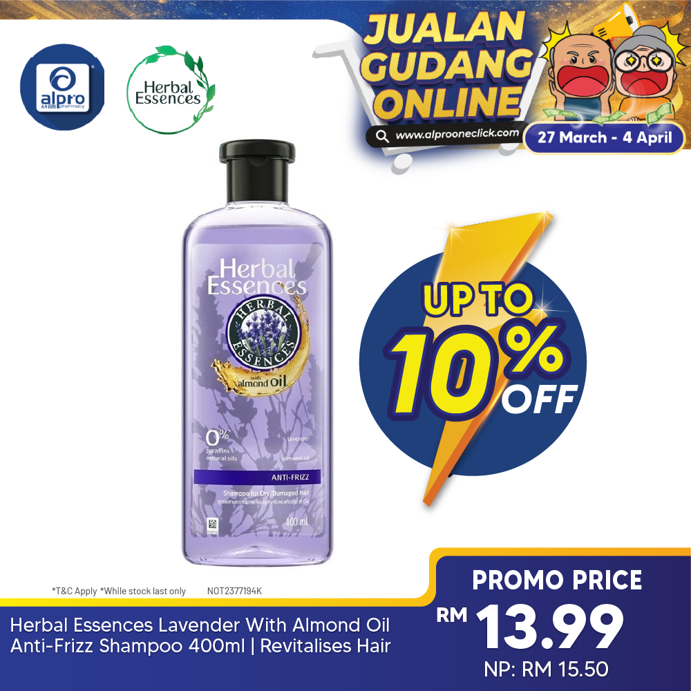 Herbal Essences Lavender With Almond Oil Anti-Frizz Shampoo 400ml | Revitalises Hair Herbal Essences
