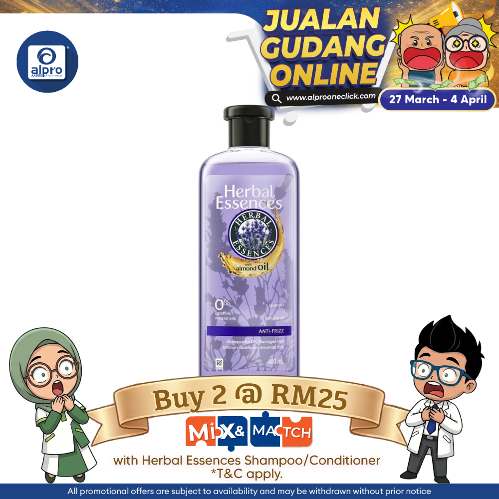 Herbal Essences Lavender With Almond Oil Anti-Frizz Shampoo 400ml | Revitalises Hair