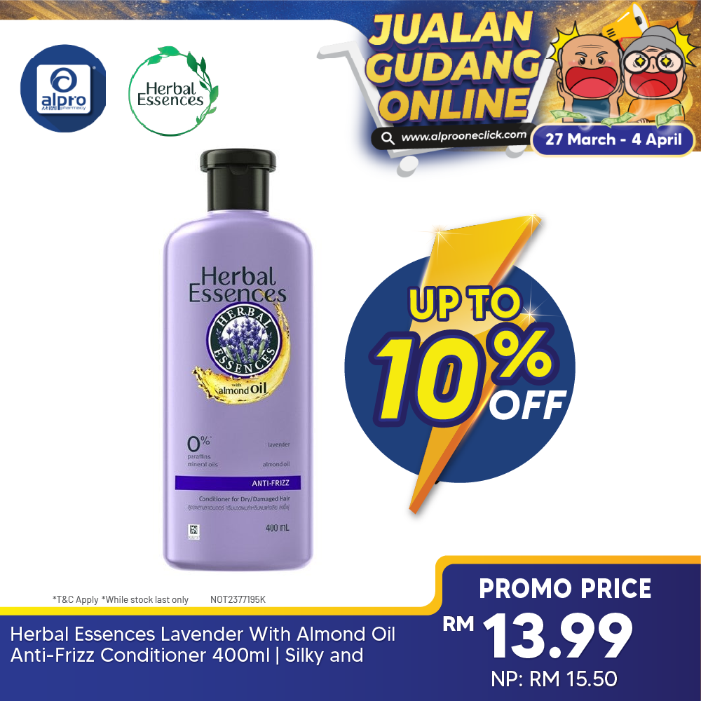 Herbal Essences Lavender With Almond Oil Anti-Frizz Conditioner 400ml | Silky and Smooth Herbal Essences