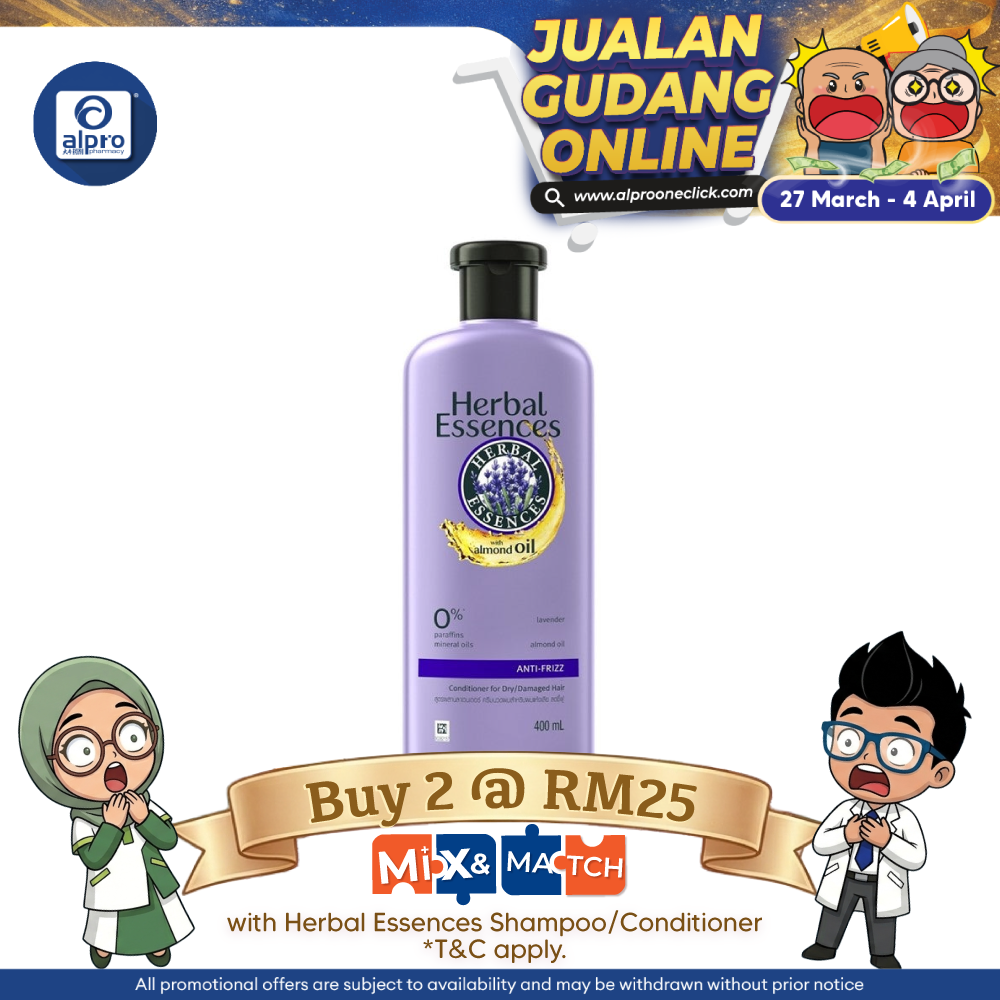 Herbal Essences Lavender With Almond Oil Anti-Frizz Conditioner 400ml | Silky and Smooth