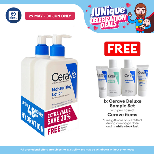 Cerave Moisturising Lotion 473mL 2s + Hydrating Cleanser 30mL | Lightweight Lotion Non-Oily With Ceramides Cerave