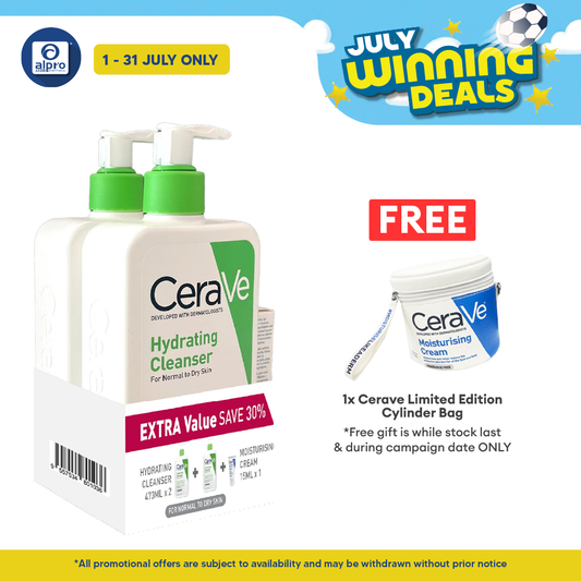 CeraVe Hydrating Cleanser 473mL 2s + Moisturising Cream 15mL | Restore Skin’s Natural Barrier Cerave