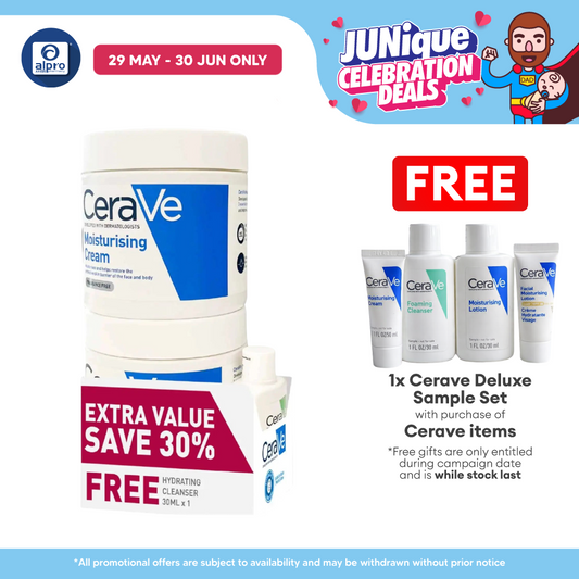 CeraVe Moisturising Cream 2s + Hydrating Cleanser 30mL | Non-Greasy & Sticky & No Fragrance Cerave