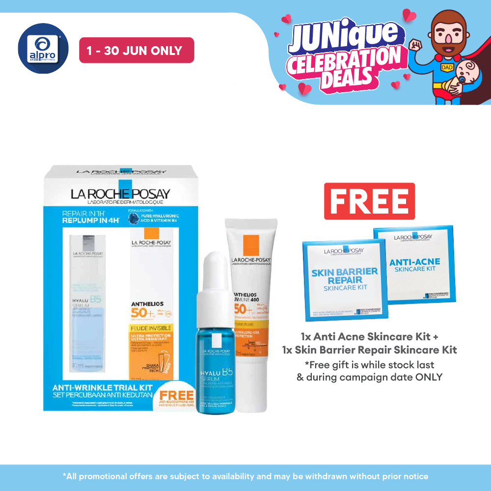 La Roche-Posay Hyalu B5 Trial Kit (Serum B5 10mL + Anthelios SPF50+ Sunscreen 15mL) | Wrinkle Repair & Repluming La Roche Posay