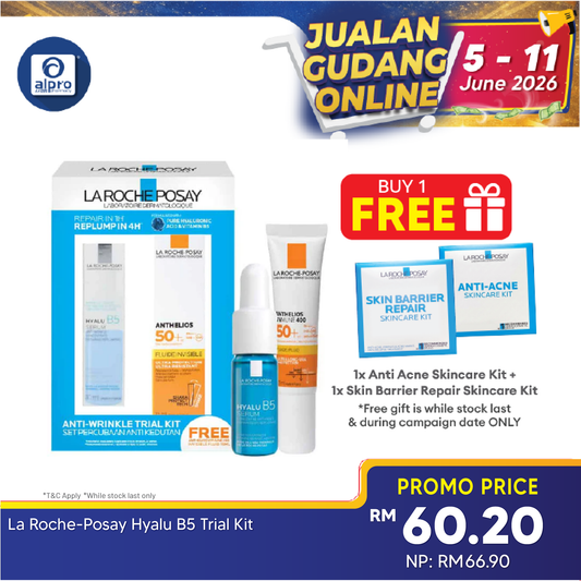 La Roche-Posay Hyalu B5 Trial Kit (Serum B5 10mL + Anthelios SPF50+ Sunscreen 15mL) | Wrinkle Repair & Repluming La Roche Posay