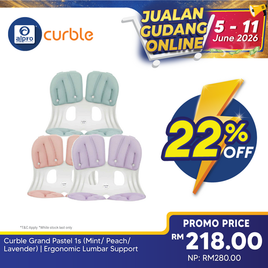 Curble Grand Pastel 1s (Mint/ Peach/ Lavender) | Ergonomic Lumbar Support Curble