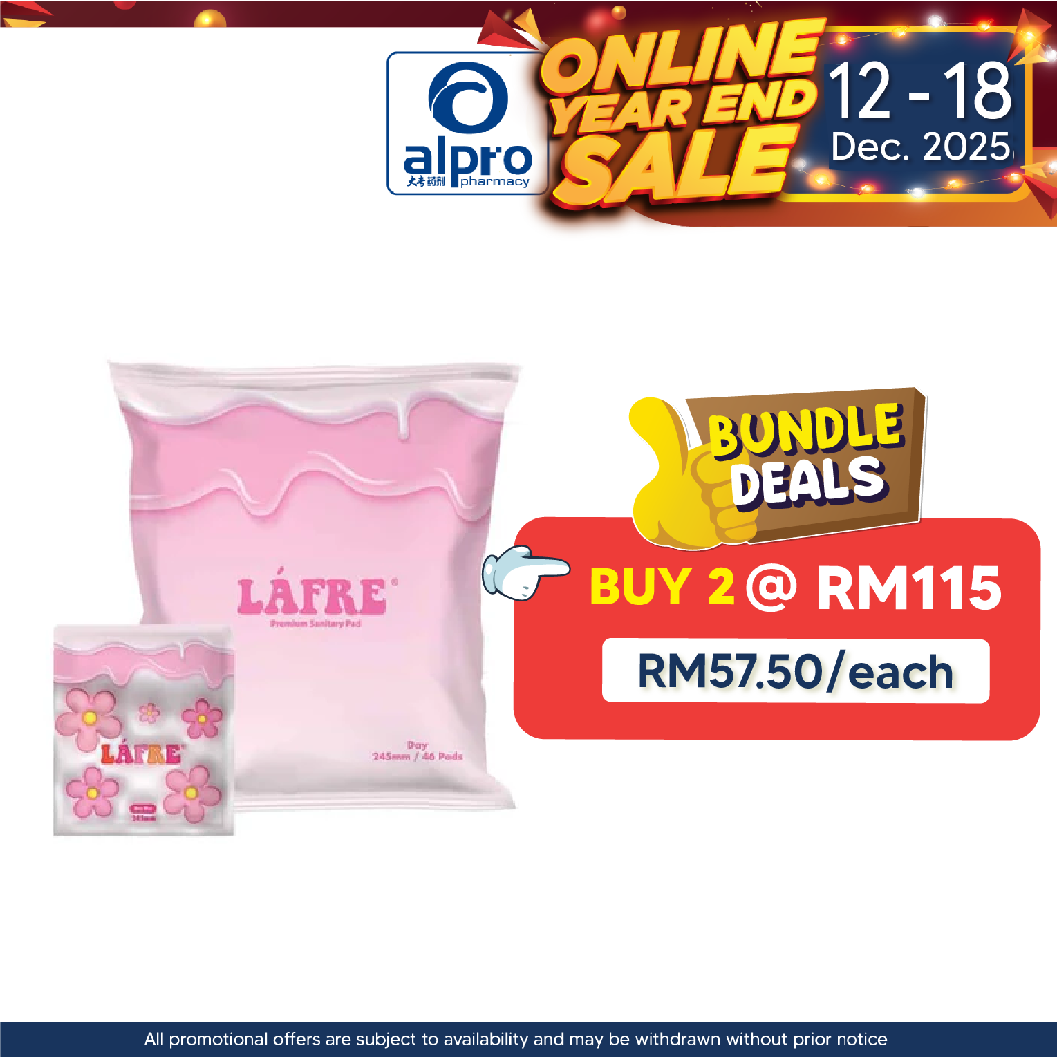 Lafre Premium Sanitary Pads Day Use 245mm 46s | Comfy Dry and Breathable