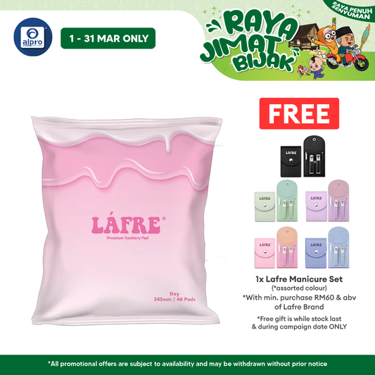 Lafre Premium Sanitary Pads Day Use 245mm 46s | Comfy Dry and Breathable Lafre