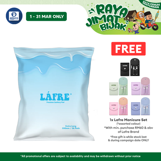 Lafre Premium Sanitary Pads Extra Long 350mm 36pads | Comfy Dry and Breathable Lafre