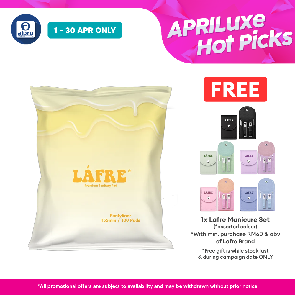 Lafre Premium Sanitary Pads Pantyliner 155mm 100s | Comfy Dry and Breathable Lafre