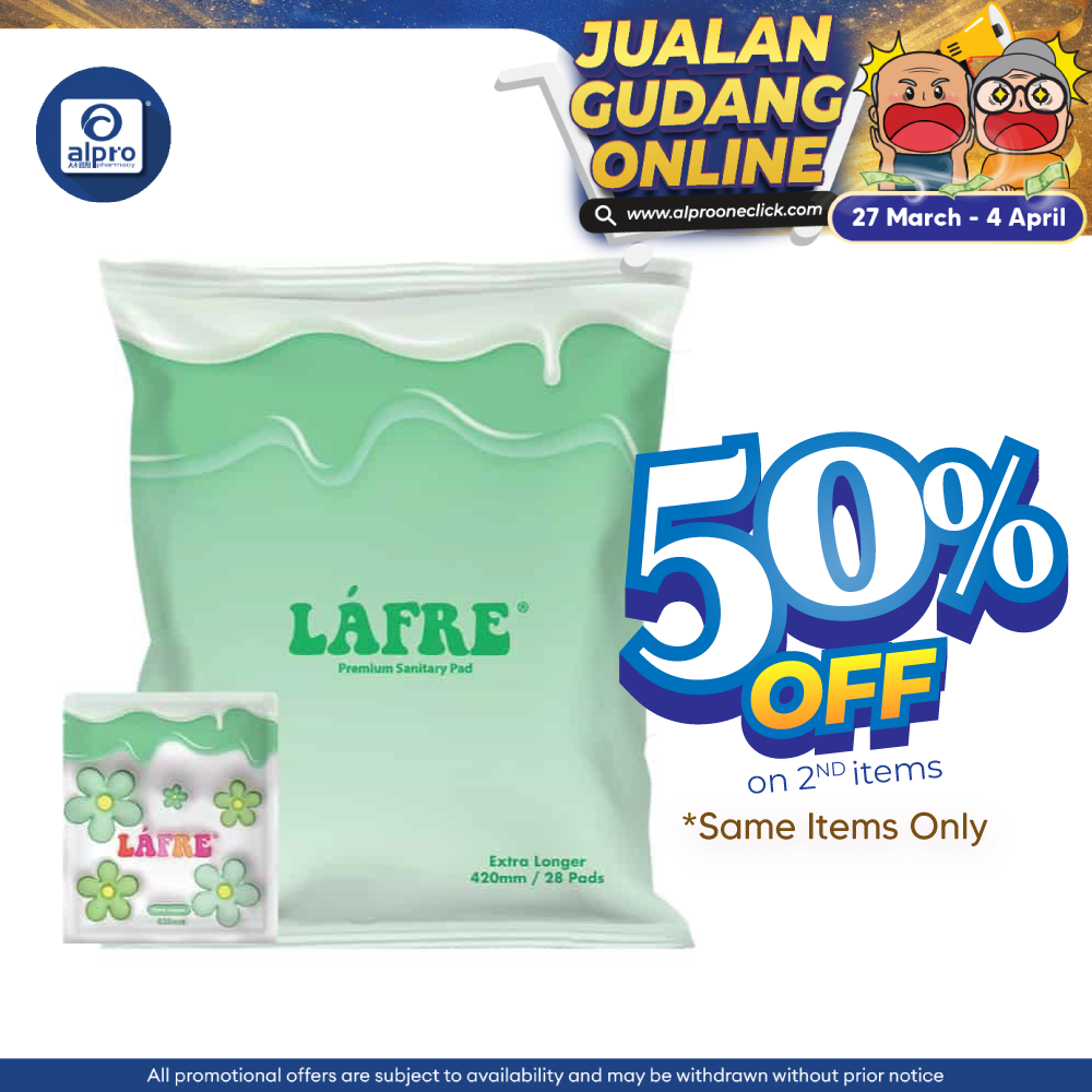 Lafre Premium Sanitary Pads Extra Longer 420mm 28s | Comfy Dry and Breathable Lafre