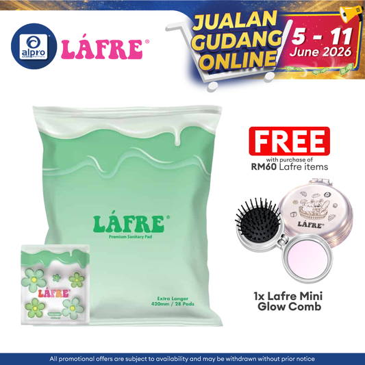 Lafre Premium Sanitary Pads Extra Longer 420mm 28s | Comfy Dry and Breathable Lafre