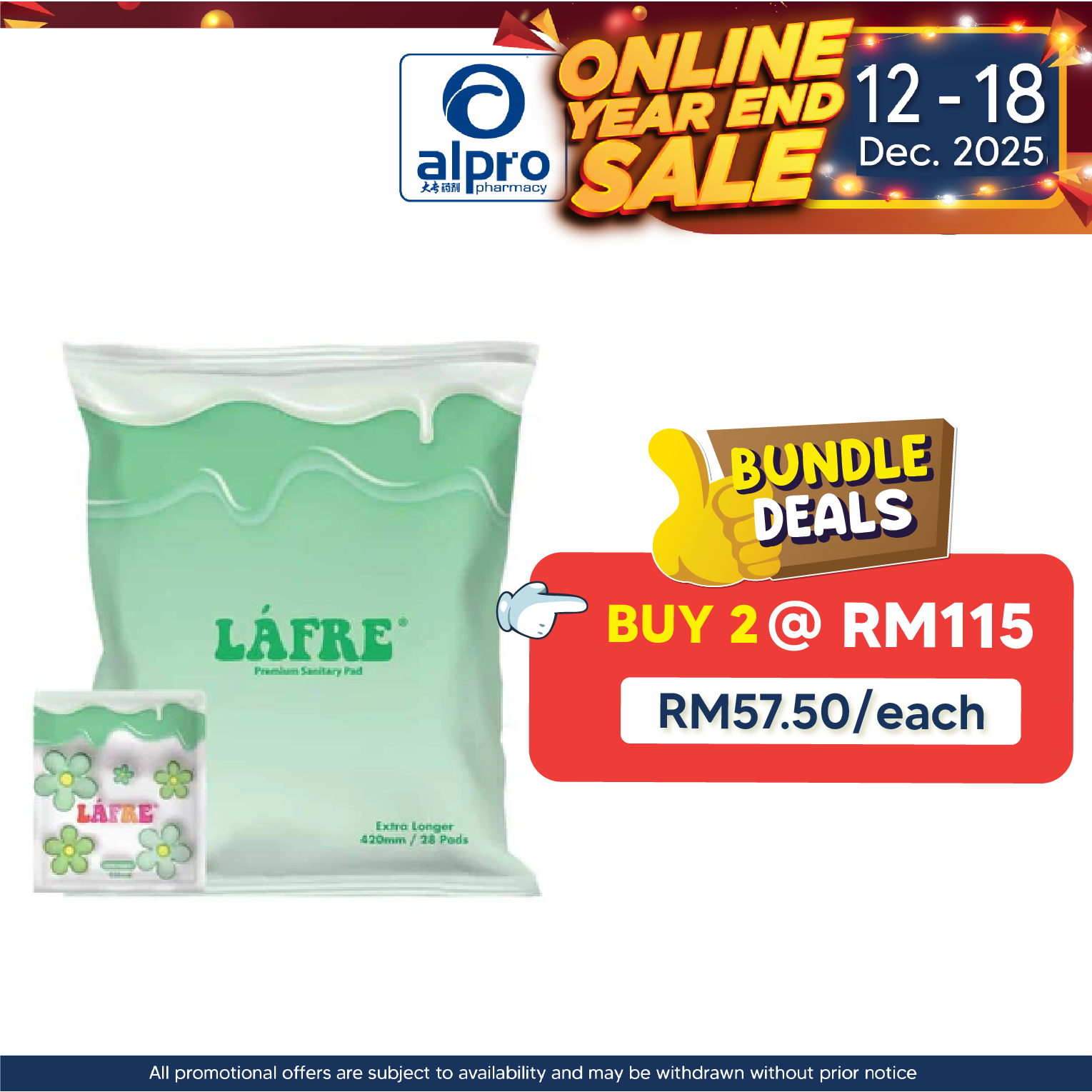 Lafre Premium Sanitary Pads Extra Longer 420mm 28s | Comfy Dry and Breathable
