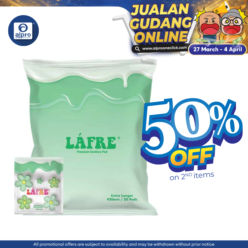 Lafre Premium Sanitary Pads Extra Longer 420mm 28s | Comfy Dry and Breathable Lafre