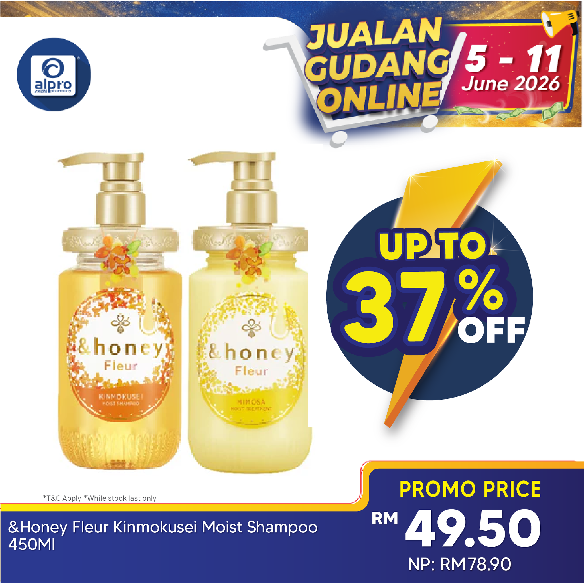 &honey Fleur Kinmokusei Moist (Shampoo/ Treatment) 450mL | Osmanthus Scent & Odor Control &honey