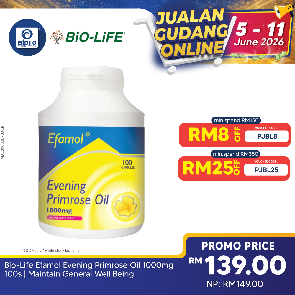 Bio-Life Efamol Evening Primrose Oil 1000mg 100s | Maintain General Well Being Bio-life