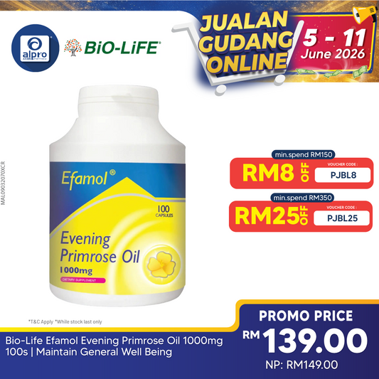 Bio-Life Efamol Evening Primrose Oil 1000mg 100s | Maintain General Well Being Bio-life