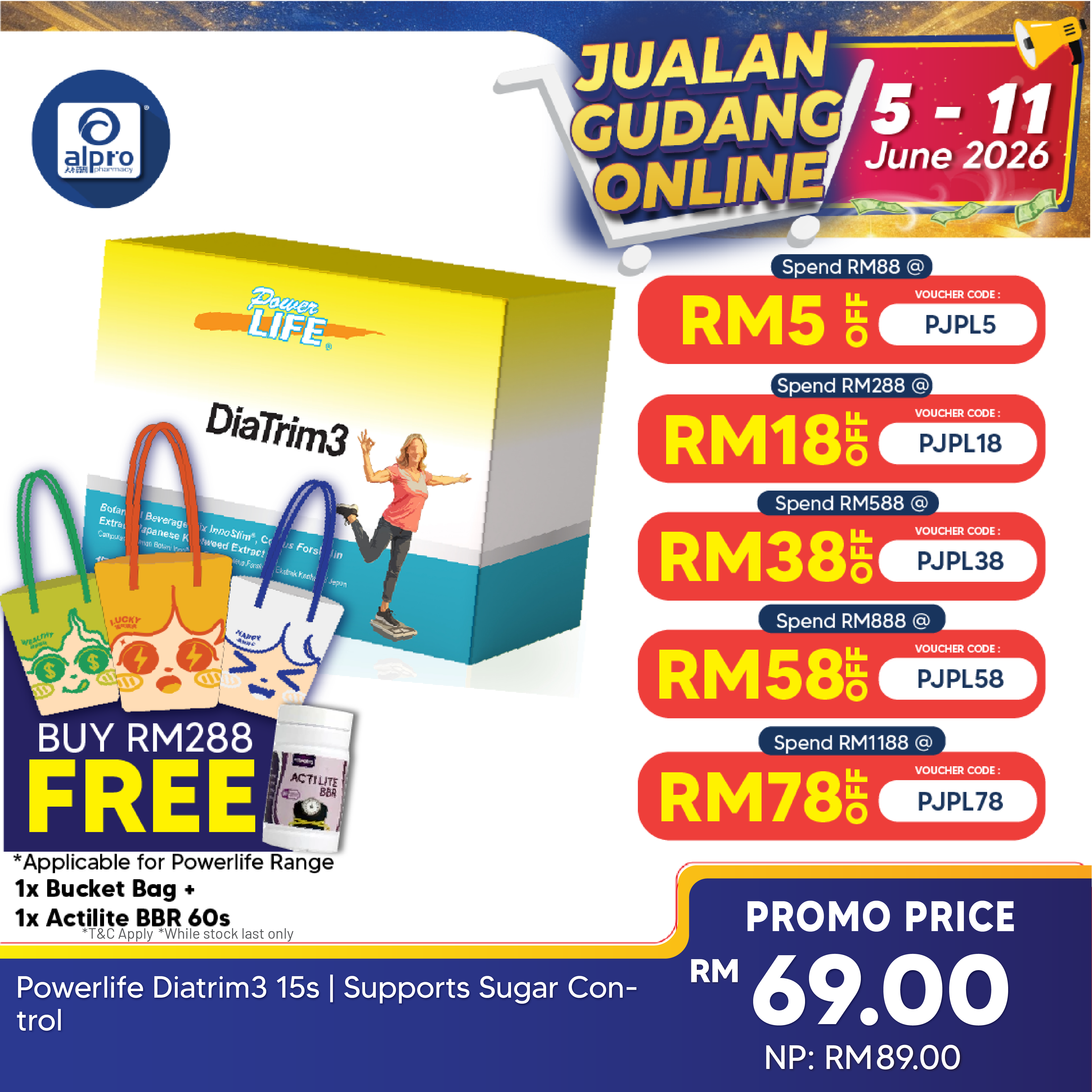 Powerlife Diatrim3 15s | Supports Sugar Control Powerlife