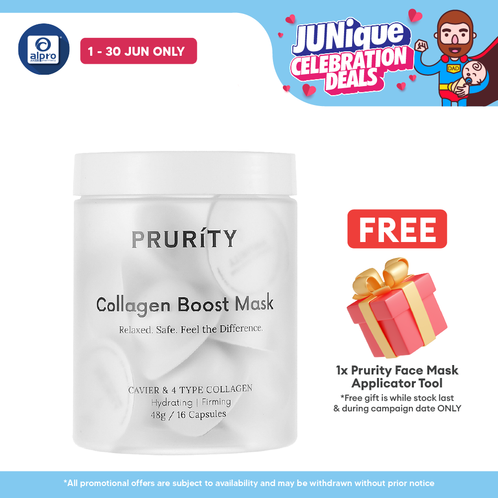 Prurity Collagen Boost Mask 48g ×16s | Prevent Skin Dryness, Sagging & Dullness Prurity