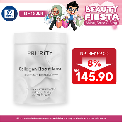 Prurity Collagen Boost Mask 48g ×16s | Prevent Skin Dryness, Sagging & Dullness Prurity
