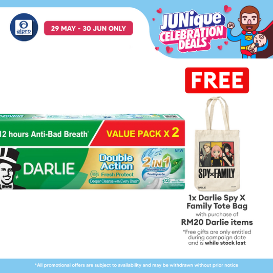 Darlie Toothpaste Double Action Fresh Protect 2-in-1 160g ×2s | Combat Bad Breath & Protect Gums Darlie