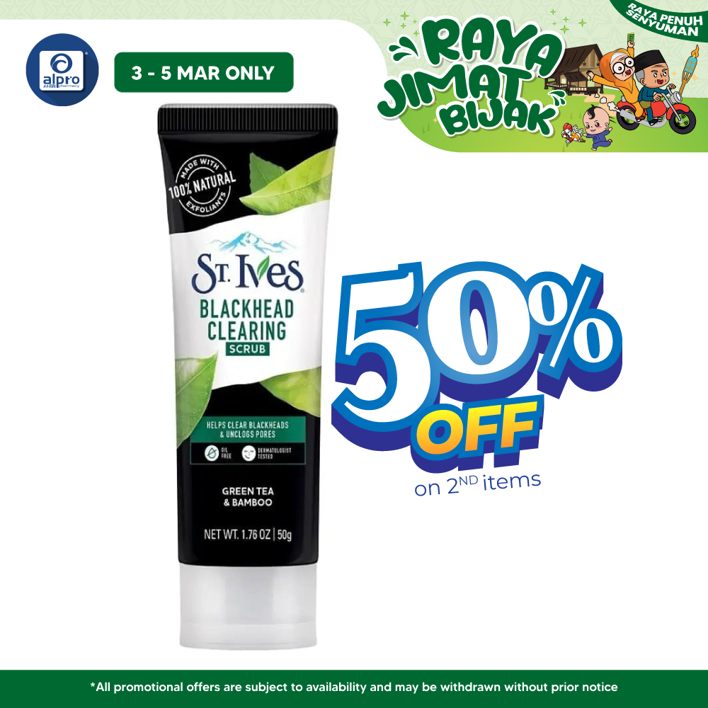 St. Ives Scrub 50g (Apricot Fresh Skin/ Green Tea & Bamboo Blackhead Clearing) Alpro Pharmacy