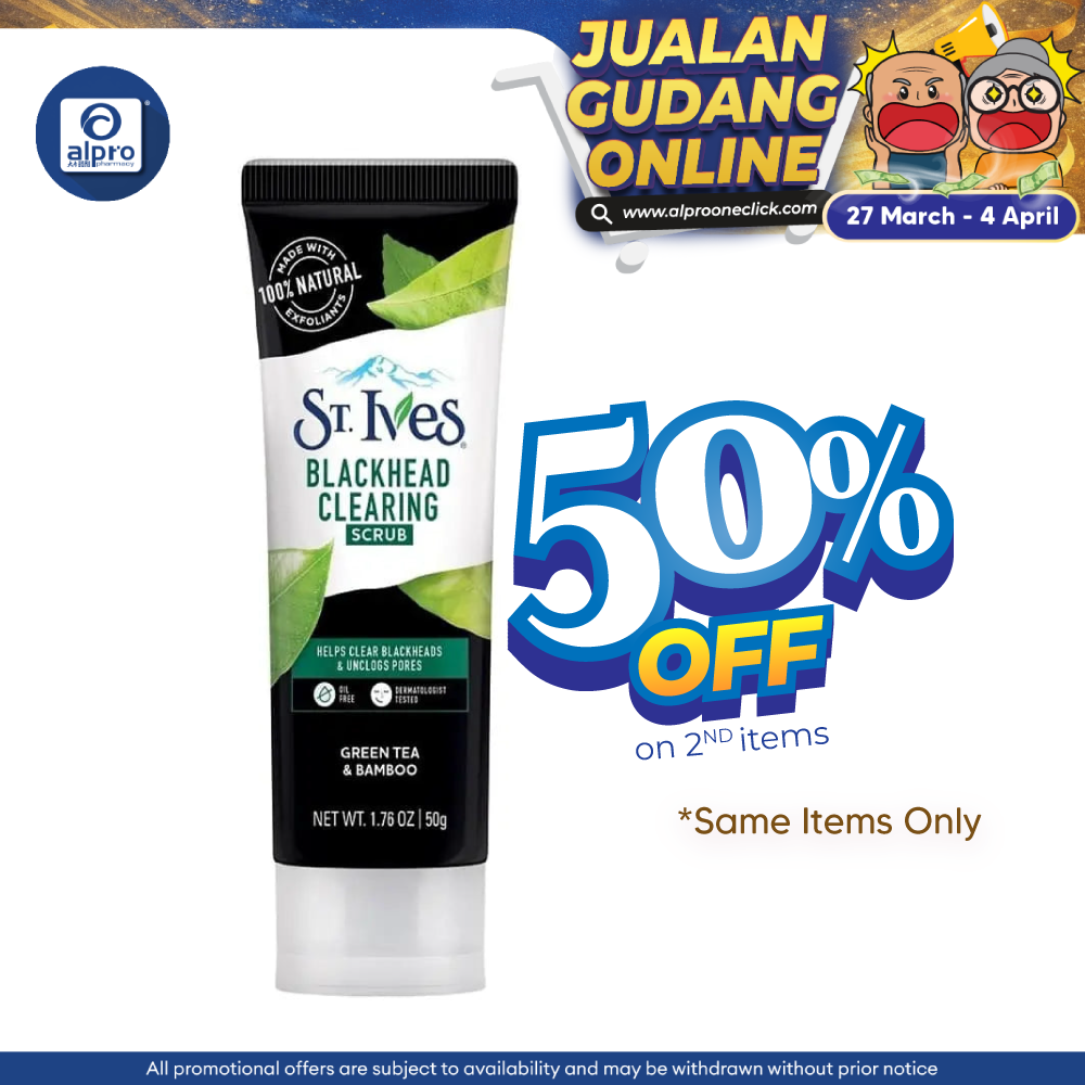 St. Ives Scrub 50g (Apricot Fresh Skin/ Green Tea & Bamboo Blackhead Clearing) St. Ives