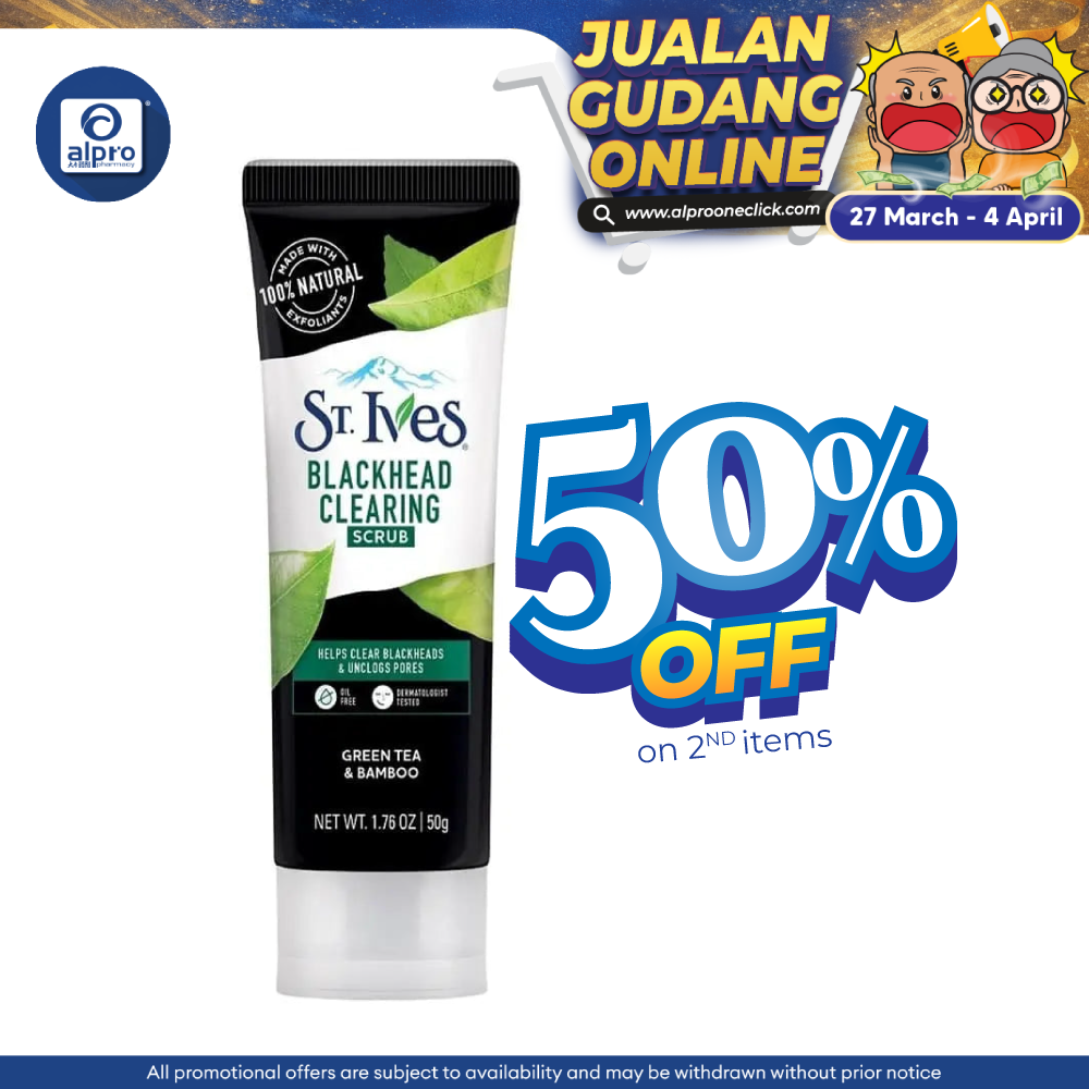 St. Ives Scrub 50g (Apricot Fresh Skin/ Green Tea & Bamboo Blackhead Clearing) St. Ives