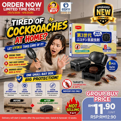 [Group Buy Delivery Starts: 07/07/2026] Uyiku 8-Pack Upgraded Cockroach Killer Bait Box Group Buy