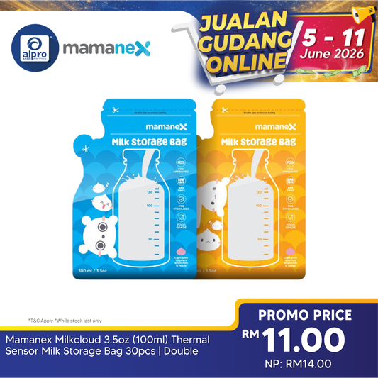 Mamanex Milkcloud 3.5oz (100ml) Thermal Sensor Milk Storage Bag 30pcs | Double Zipper Lock Mamanex