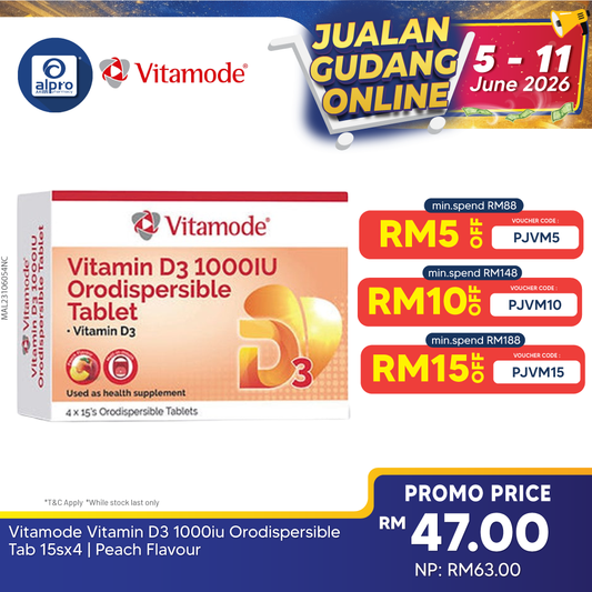 Vitamode Vitamin D3 1000iu Orodispersible Tab 15sx4 | Peach Flavour Vitamode