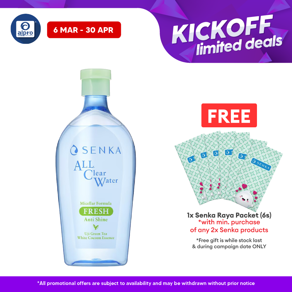 Senka All Clear Micellar Water 400ml (Fresh/ Bright/ Acne Care) | Effectively Cleanses Skin Senka