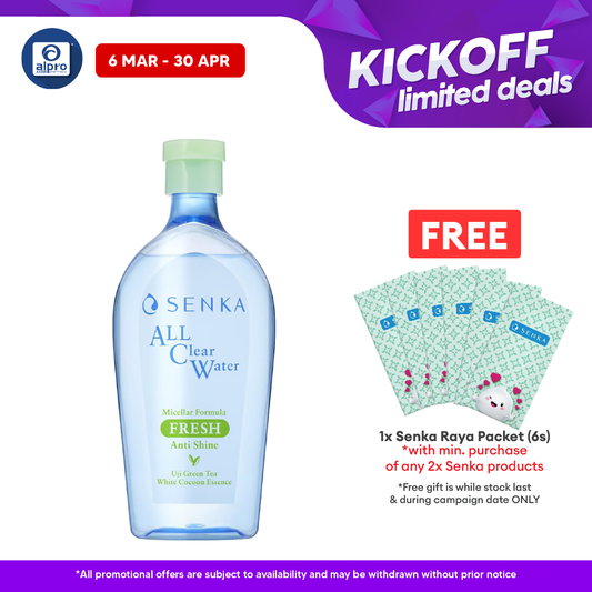 Senka All Clear Micellar Water 400ml (Fresh/ Bright/ Acne Care) | Effectively Cleanses Skin Senka