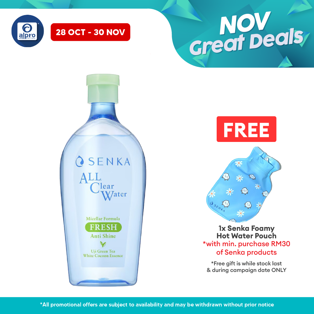 Senka All Clear Micellar Water 400ml (Fresh/ Bright/ Acne Care) | Effectively Cleanses Skin Senka