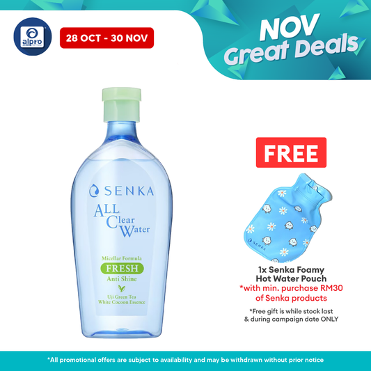 Senka All Clear Micellar Water 400ml (Fresh/ Bright/ Acne Care) | Effectively Cleanses Skin Senka
