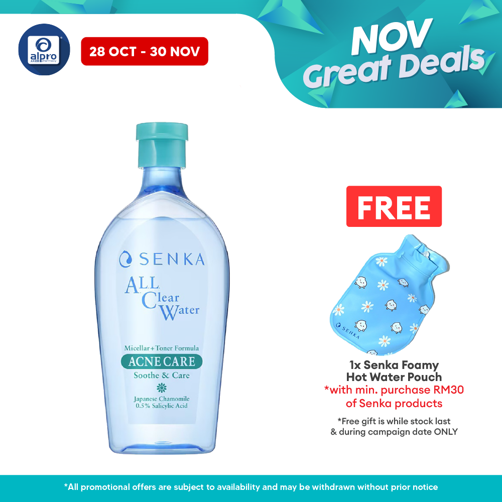 Senka All Clear Micellar Water 400ml (Fresh/ Bright/ Acne Care) | Effectively Cleanses Skin Senka