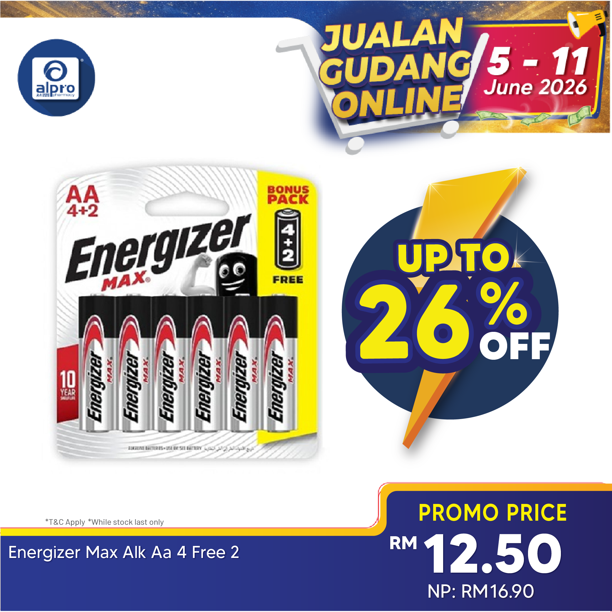Energizer Max Alk 4 Free 2 (AA/AAA) Energizer