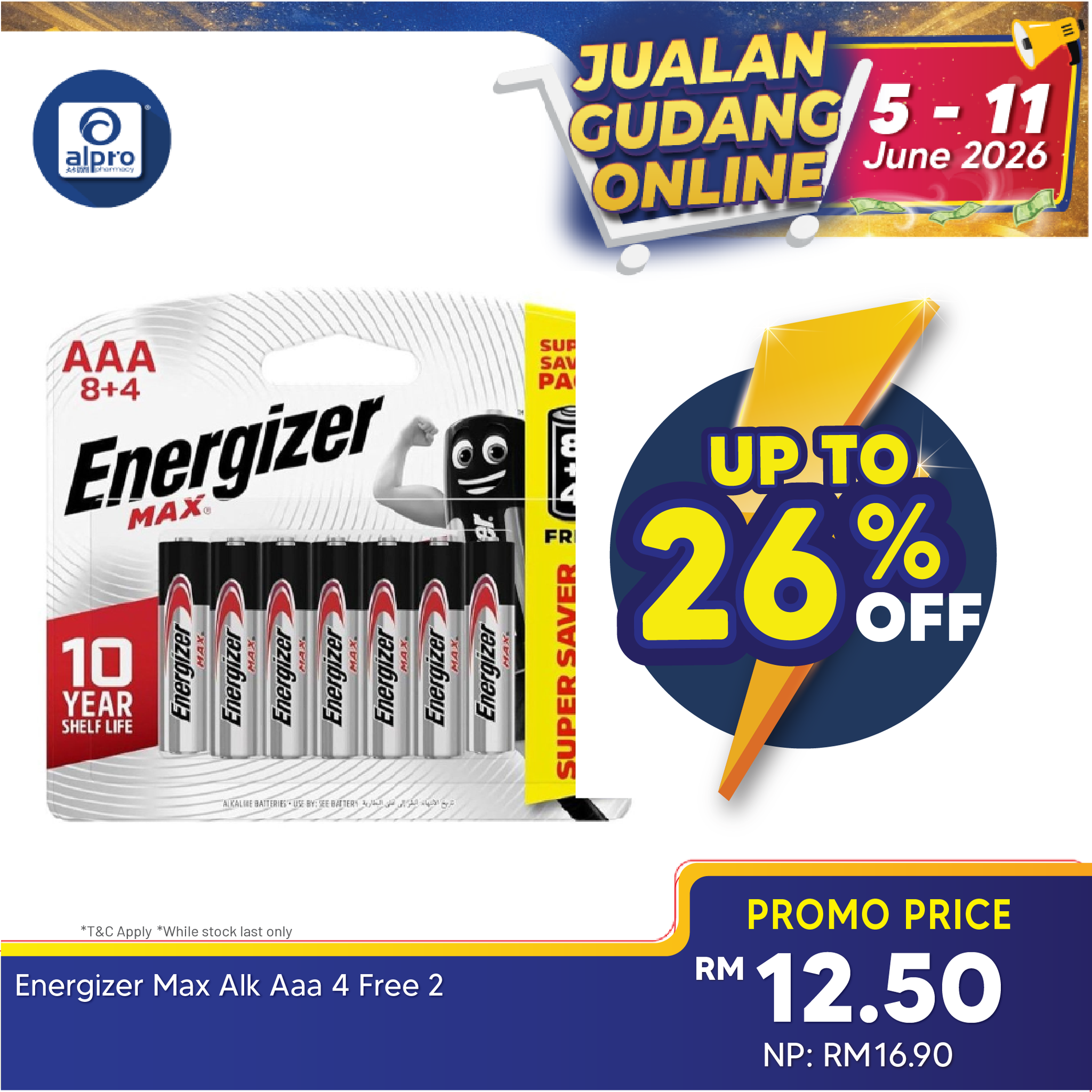 Energizer Max Alk 4 Free 2 (AA/AAA) Energizer