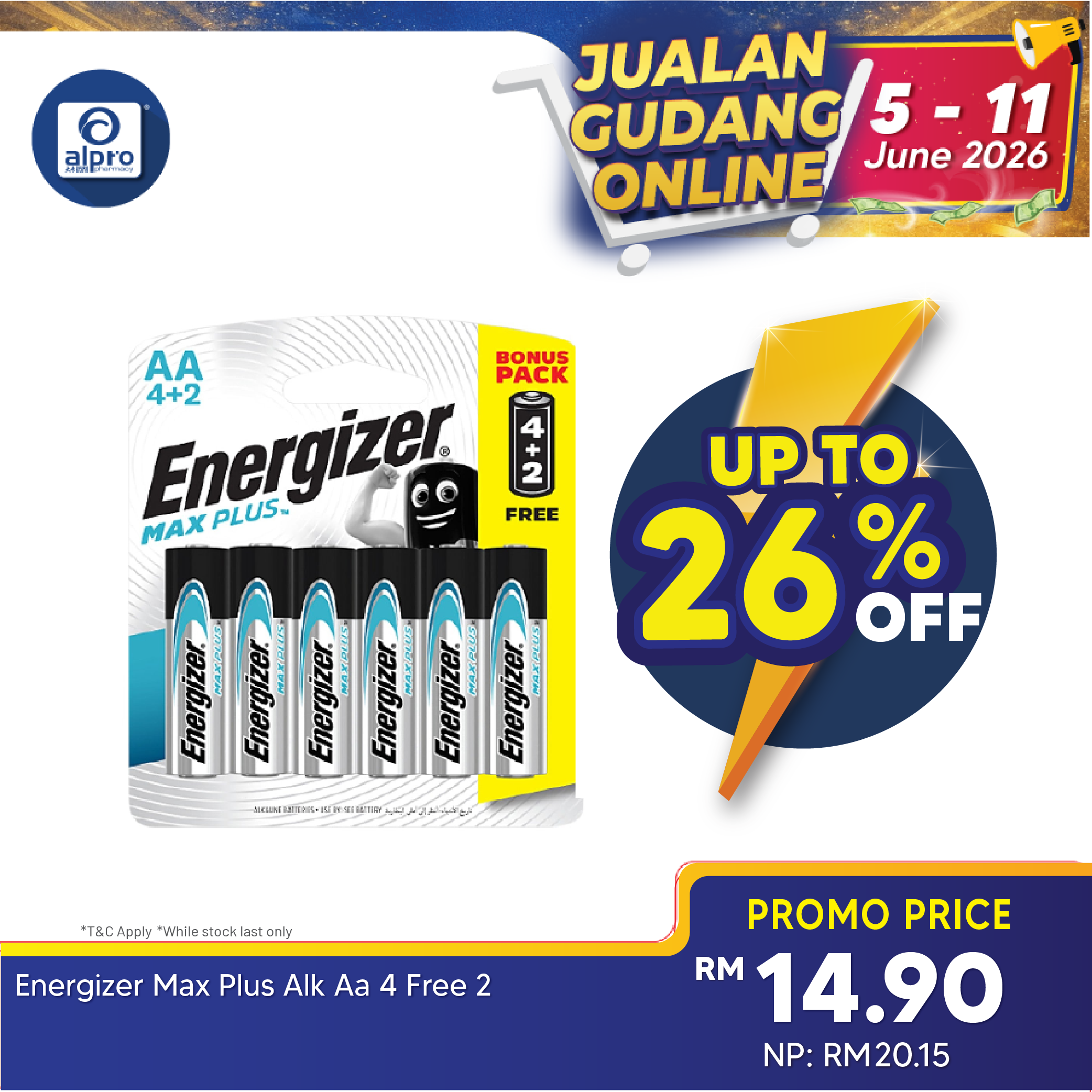 Energizer Max Plus Alk 4 Free 2 (AA/AAA) Energizer