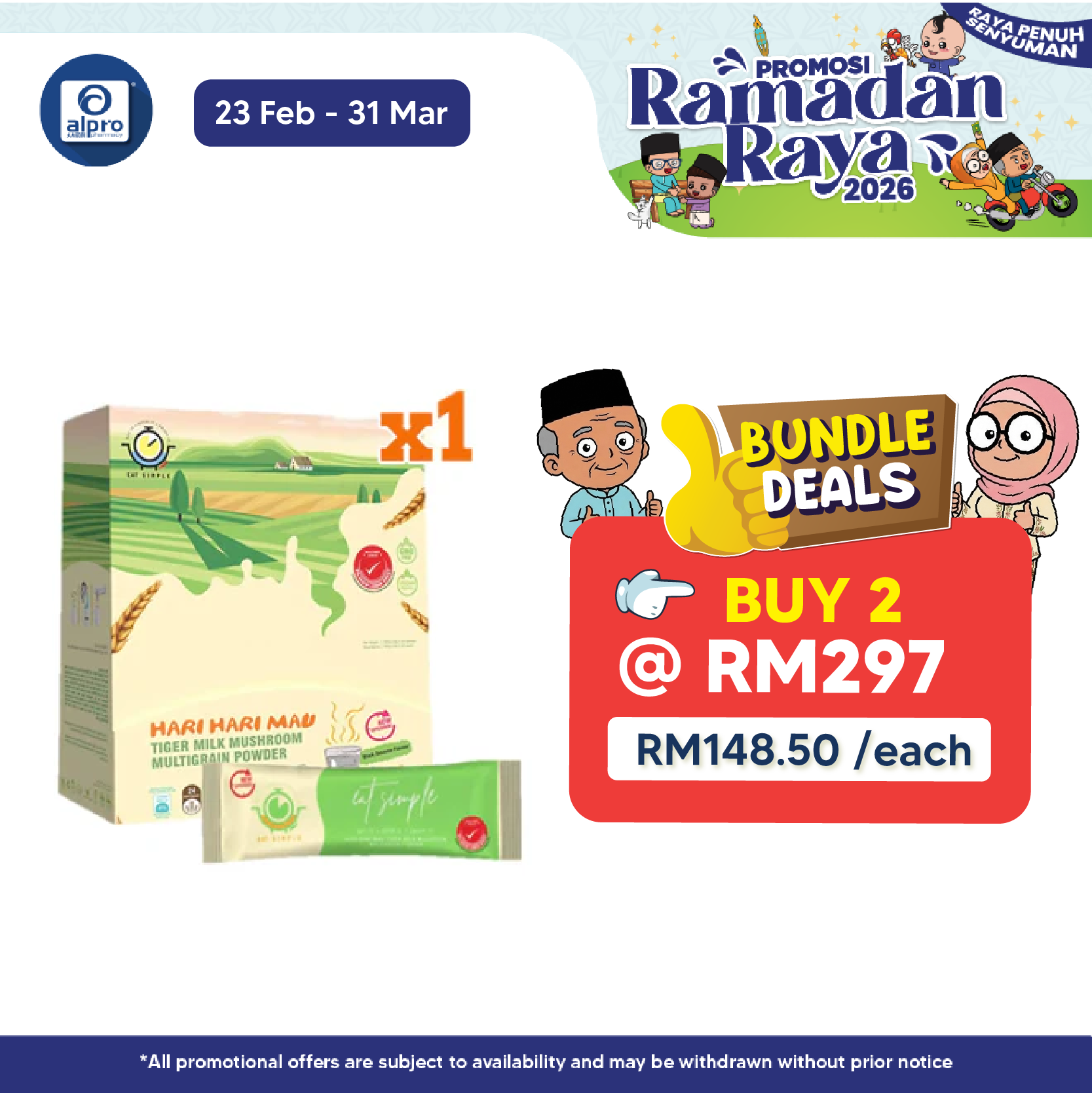 Eat Simple Hari Hari Mau Tiger Milk Mushroom Multigrain Powder Black Sesame 20s | With Black Sesame & 24 Type Of Grains Eat Simple