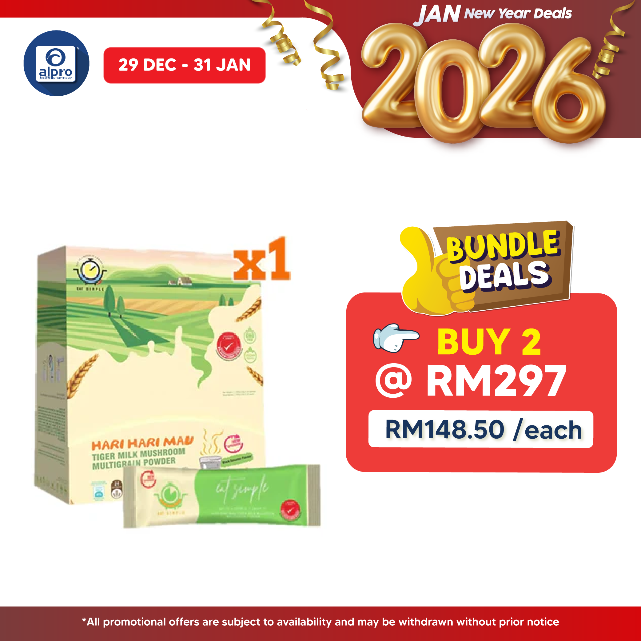 Eat Simple Hari Hari Mau Tiger Milk Mushroom Multigrain Powder Black Sesame 20s | With Black Sesame & 24 Type Of Grains Alpro Pharmacy
