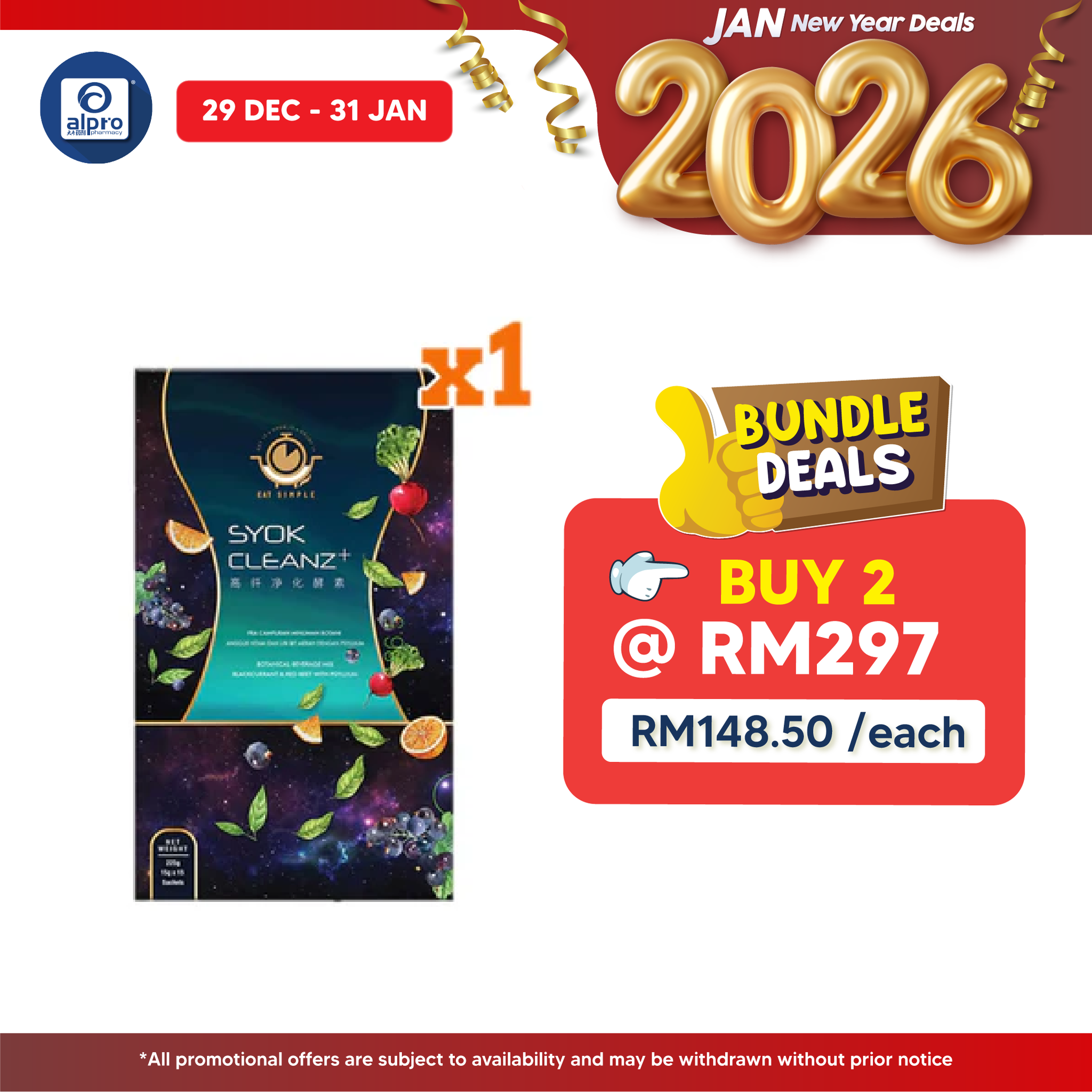 Eat Simple Syok Cleanz+ Botanical Beverage Mix Blackcurrant & Red Beet With Psyllium 15s | Improve Body Detoxification Alpro Pharmacy