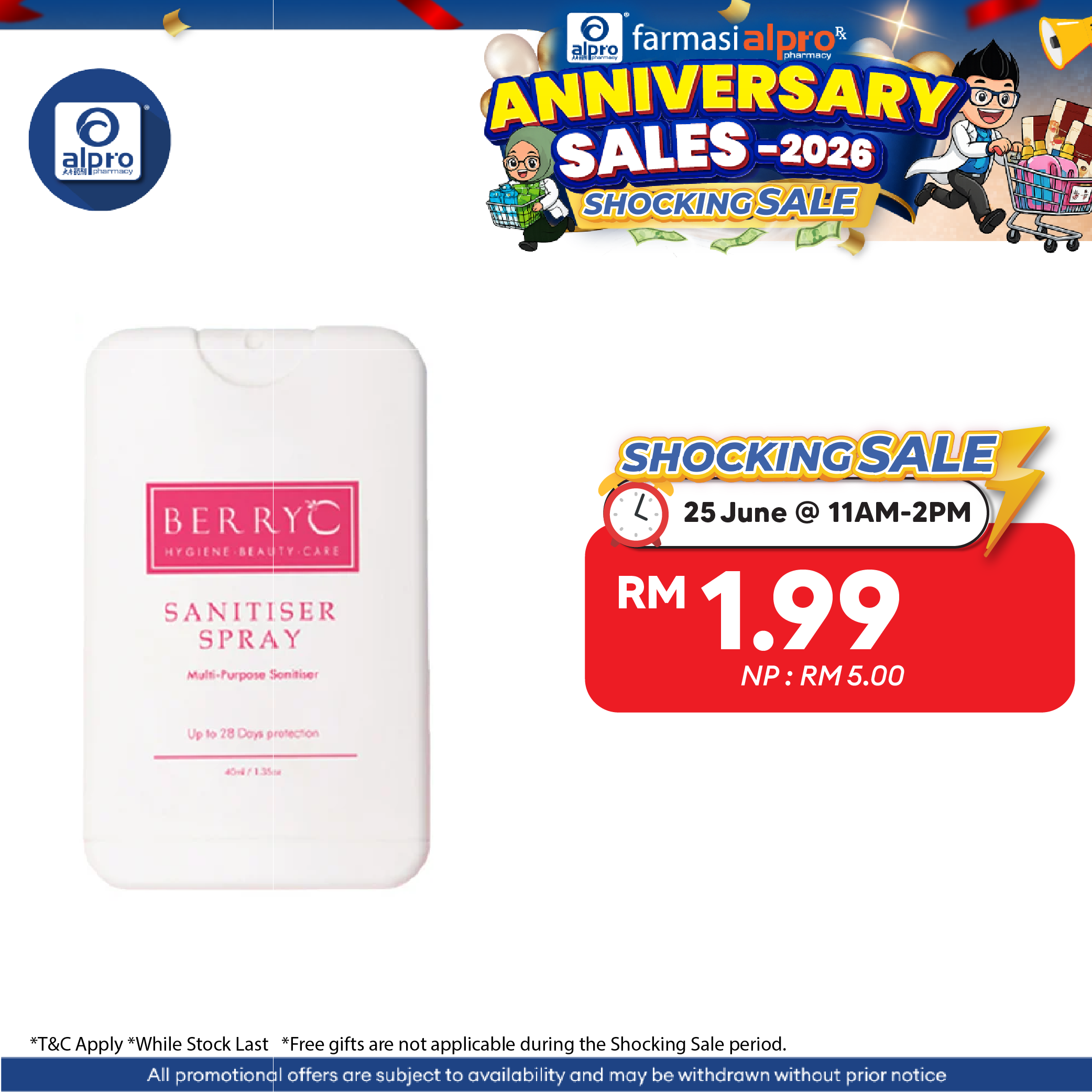 (TLB) Berry C Sanitizer Spray 40ml | Non-Alcohol Sanitizer Berry C