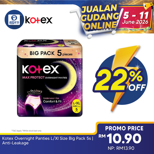Kotex Overnight Panties L/Xl Size Big Pack 5s | Anti-Leakage Kotex