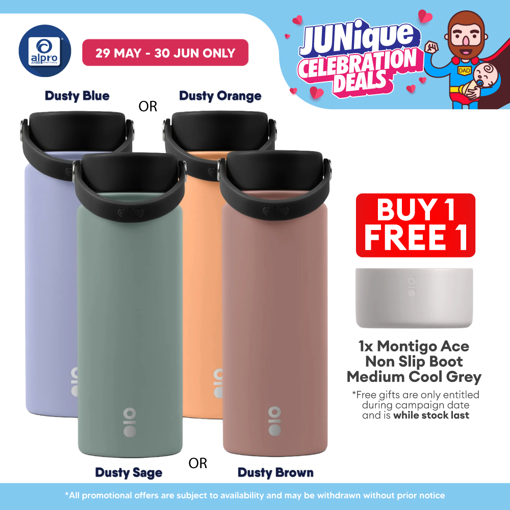 Montigo Ace Bottle Medium Earth & Clay Series (Dusty Blue/ Orange/ Sage/ Brown) 530mL | Serene Elegance of Natural Tones Montigo