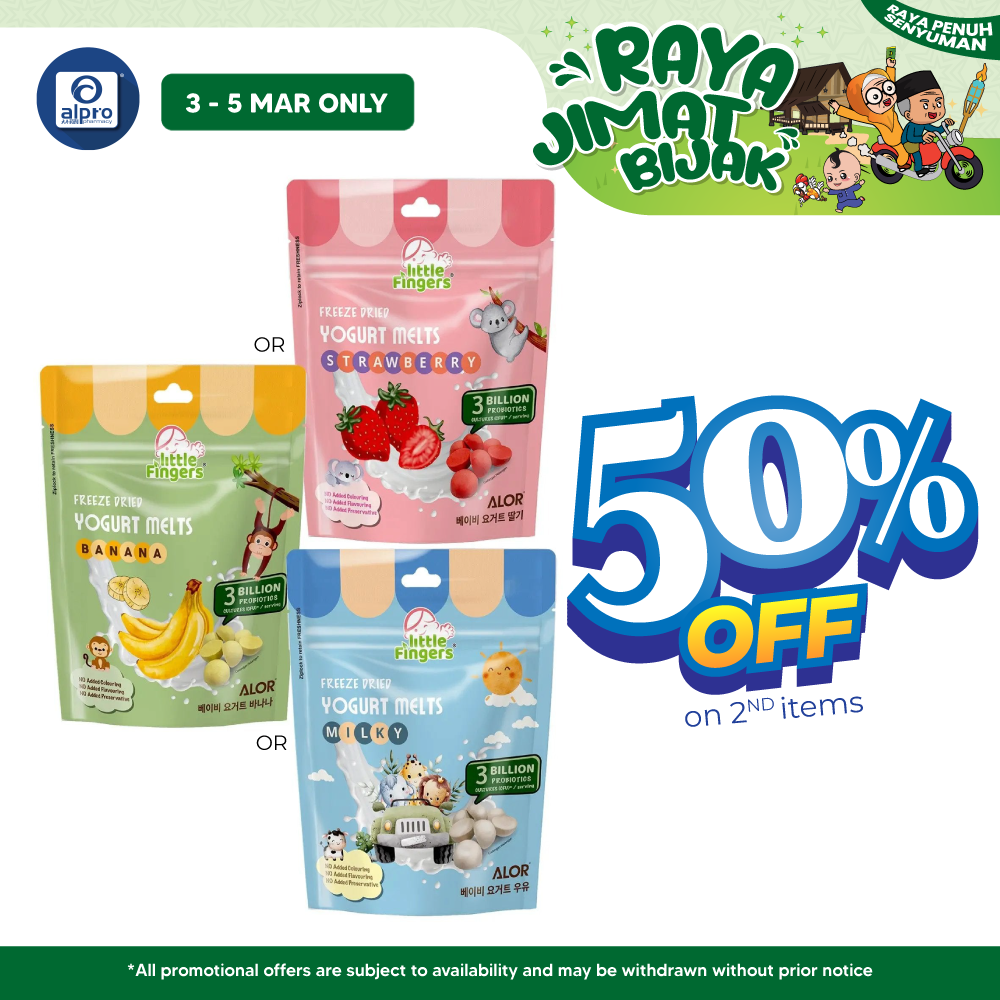 ALOR Little Fingers Freeze Dried Yogurt Melt (Strawberry/ Milky/ Banana) 15g | Yogurt Melts Dissolve in Baby’s Mouth ALOR Signature