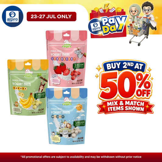 ALOR Little Fingers Freeze Dried Yogurt Melt (Strawberry/ Milky/ Banana) 15g | Yogurt Melts Dissolve in Baby’s Mouth ALOR Signature
