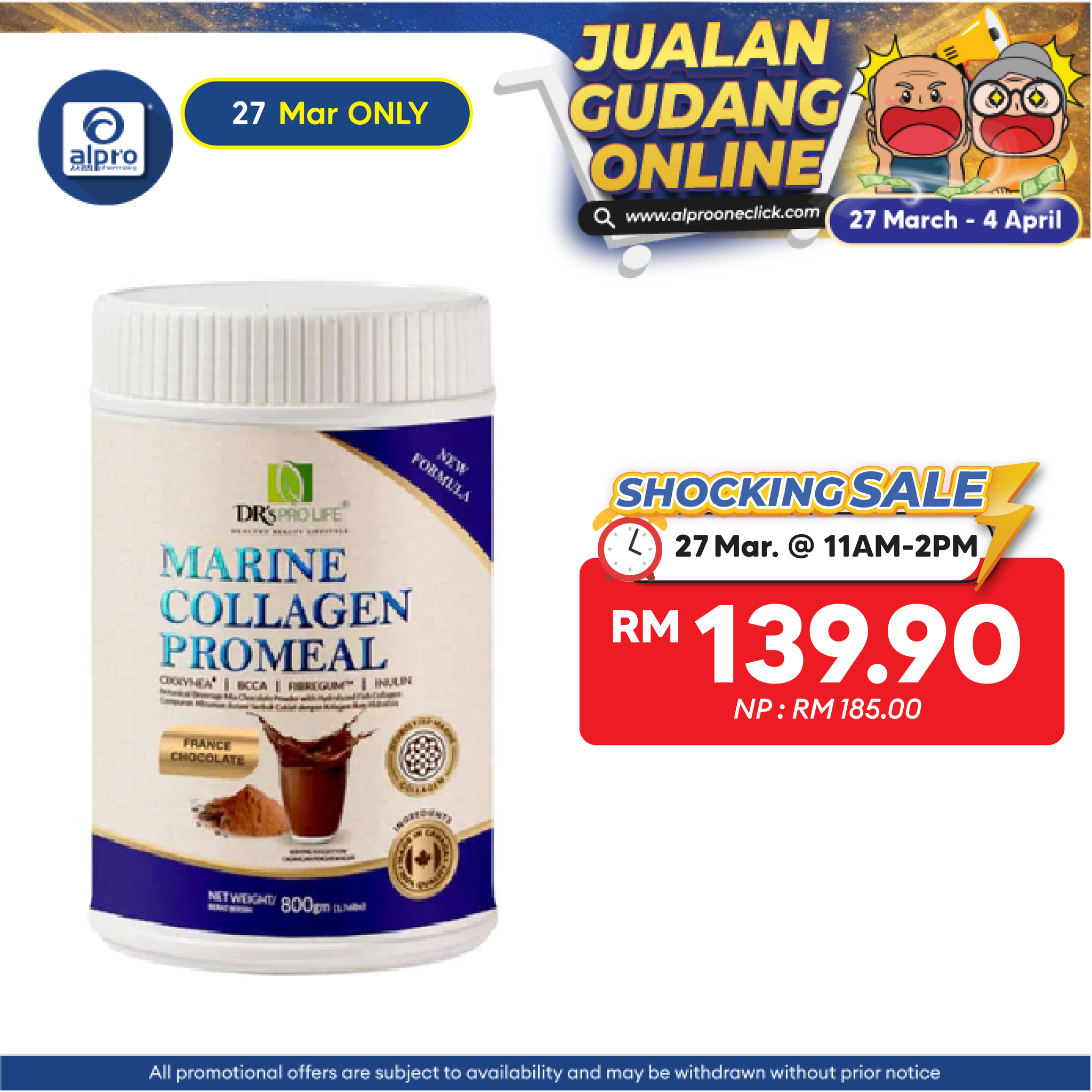 Dr's Pro Life Marine Collagen PROMEAL 800g | Improve Skin Elasticity & Texture with France Chocolate Dr's Pro Life