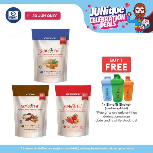 Simofit Original Mixed Soy with Almond & (Barley/ Cocoa/ Strawberry) 1kg | Premium Plant Based Ingredients Simofit